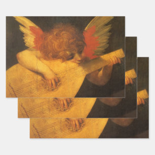 Muziekengel die luit speelt van Rosso Fiorentino Inpakpapier Vel