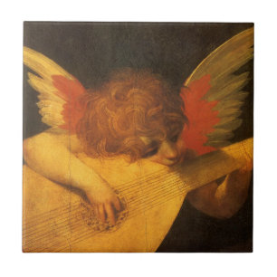 Muziekengel die luit speelt van Rosso Fiorentino Tegeltje