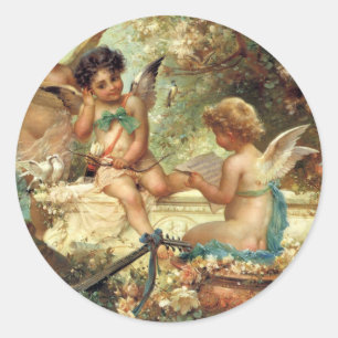 Muziekengel door Hans Zatzka, Victoriaanse Schone Ronde Sticker