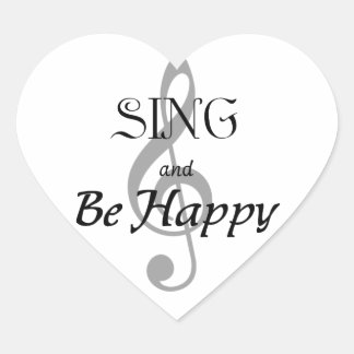 Muziekexpressie "SING and Be Happy" Hart Sticker