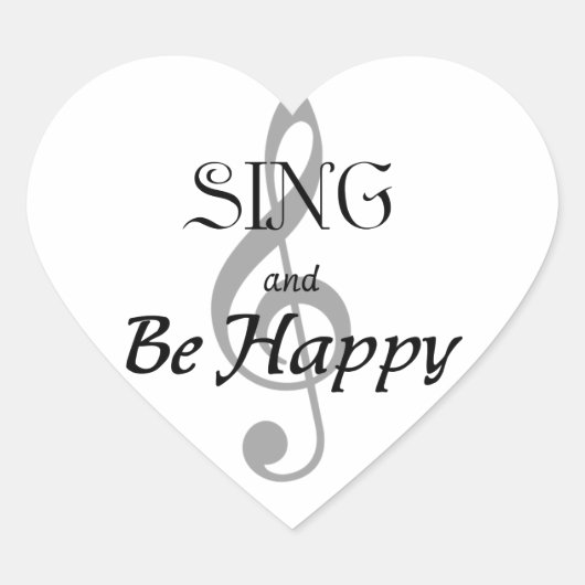 Muziekexpressie "SING and Be Happy" Hart Sticker (Voorkant)