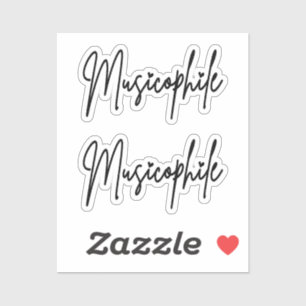 Muziekfan Typo met Love Hearts op maat gesneden vi Sticker