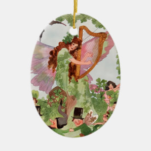 Muziekfee die muziek speelt keramisch ornament