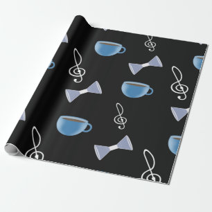 Muziekfeest, een kop koffie, een vlinder en een cadeaupapier