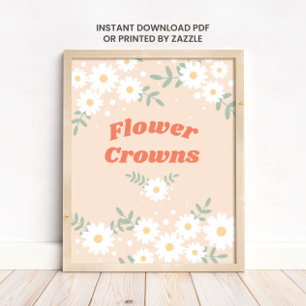 Muziekfestival Daisy-bloemenkroonprint Poster