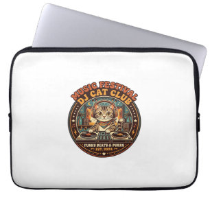 Muziekfestival DJ Kat Kat Liefhebber Cadeau - Muzi Laptop Sleeve