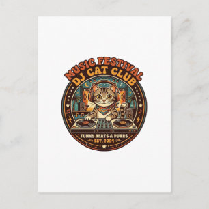 Muziekfestival DJ Kat Kattenliefhebber Cadeau - Mu Briefkaart