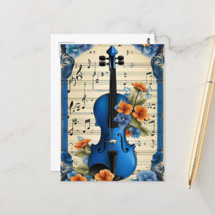 Muziekfestival in Blauw, Viool, Briefkaart