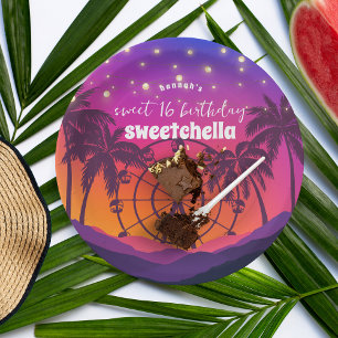 Muziekfestival reuzenrad palmen zoet 16 papieren bordje