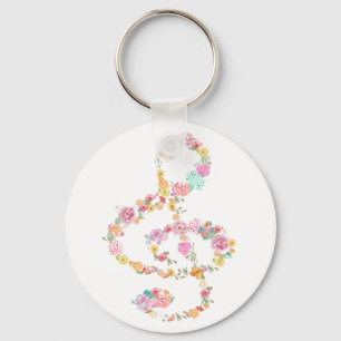 muziekflorale troebelen sleutelhanger