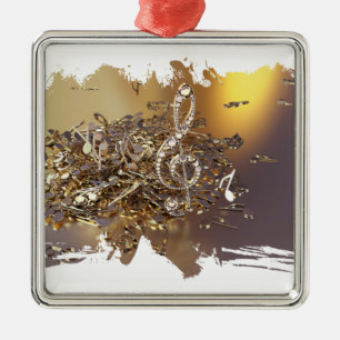 Muziekgetouwen en vallende noten metalen ornament