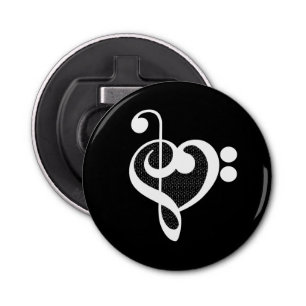 Muziekhart - Ik hou van muziek Button Flesopener