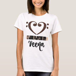 Muziekhart in Bass Sleutel I Love Mijn Veena Te Sp T-shirt