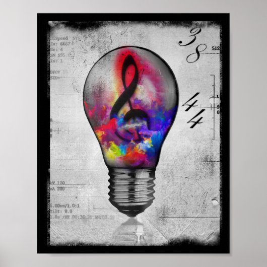 Muziekidee met neon treble poster (Voorkant)