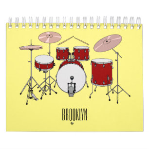 Muziekinstrument cartoon illustratie kalender