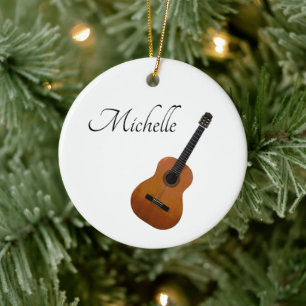 Muziekinstrument Eenvoudige Gitaar Kerstmis Keramisch Ornament