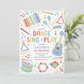 Muziekinstrument Sing Dance Play Verjaardagsfeest Kaart (Staand voorkant)
