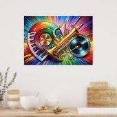 Muziekinstrumenten Art Poster (Keuken)