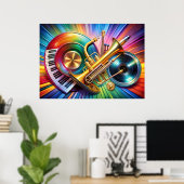 Muziekinstrumenten Art Poster (Thuiskantoor)