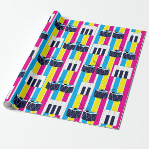 Muziekinstrumenten Drums Pianotoetsen Kleurrijke S Cadeaupapier