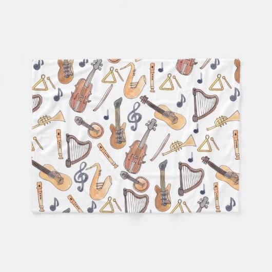 Muziekinstrumenten Fleece Deken (Voorkant (Horizontaal))