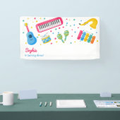 Muziekinstrumenten kinderen verjaardag spandoek (Beurs)