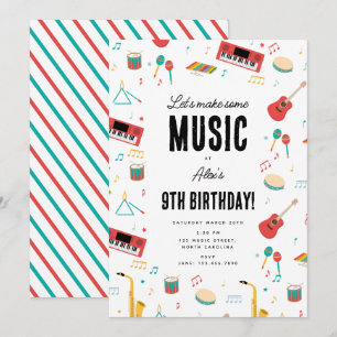 Muziekinstrumenten Muziek Thema Verjaardagsfeestje Kaart
