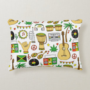 Muziekinstrumenten naadloos patroon. Reggae backg Accent Kussen
