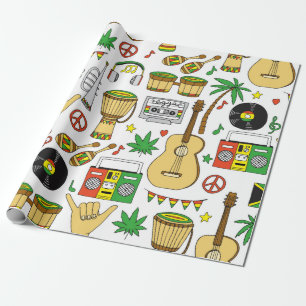 Muziekinstrumenten naadloos patroon. Reggae backg Cadeaupapier