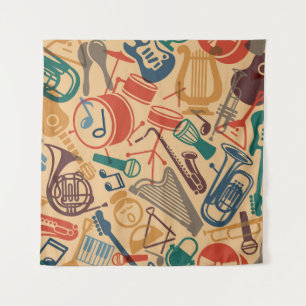 Muziekinstrumenten  naadloze achtergrond wandkleed