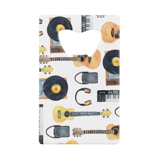 Muziekinstrumenten: naadloze Waterverf Kredietkaart Flessenopener (Voorkant)