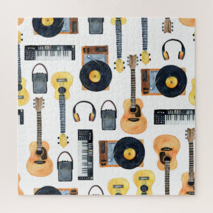 Muziekinstrumenten: naadloze Waterverf Legpuzzel