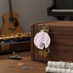 Muziekinstrumenten op roze Sleutelhanger