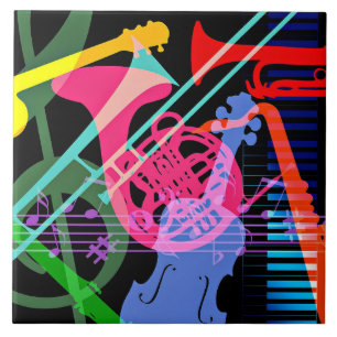 Muziekinstrumenten Pop Art Design Tegeltje