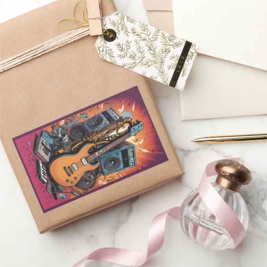 Muziekinstrumenten Rechthoekige Sticker (Geschenken)