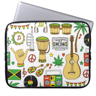Muziekinstrumenten: Reggae naadloze achtergrond Laptop Sleeve
