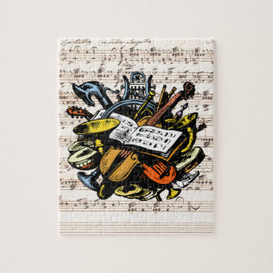 Muziekinstrumenten Rossini Sheet Music Background Legpuzzel