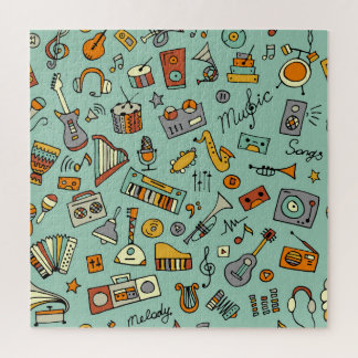 Muziekinstrumenten,  schetspatroon. legpuzzel