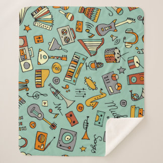 Muziekinstrumenten, schetspatroon. sherpa deken