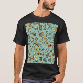 Muziekinstrumenten, schetspatroon. t-shirt