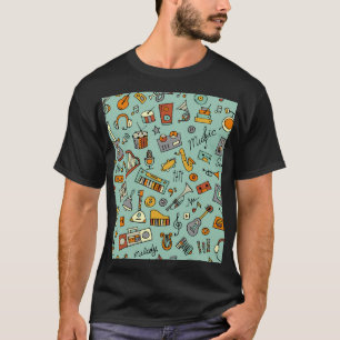 Muziekinstrumenten,  schetspatroon. t-shirt