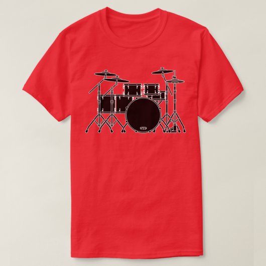 MUZIEKINSTRUMENTEN SILHOUETTES DRUM KIT T-SHIRT (Design voorkant)