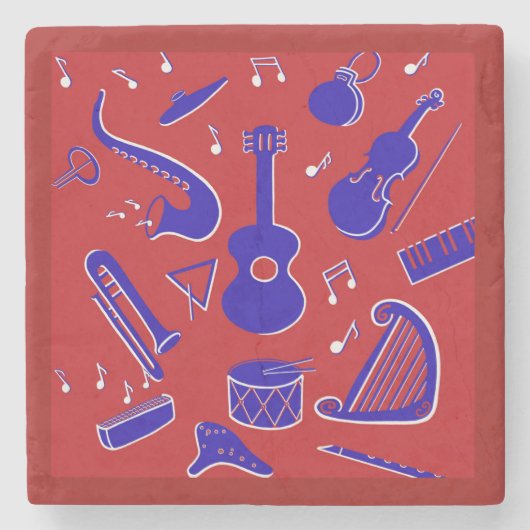 Muziekinstrumenten Stenen Onderzetter (Voorkant)