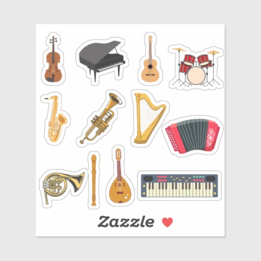 MUZIEKINSTRUMENTEN STICKERS (Vel)