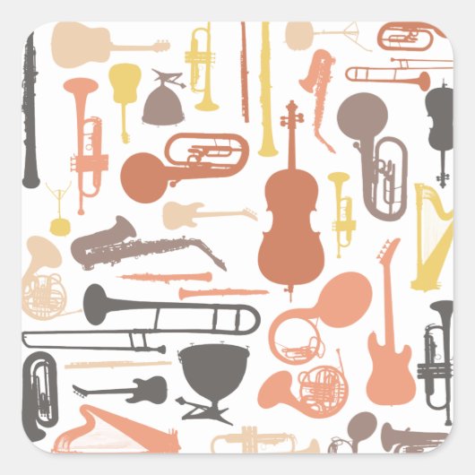 Muziekinstrumenten Vierkante Sticker (Voorkant)