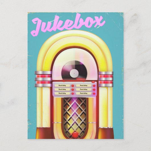 muziekjukebox briefkaart (Voorkant)