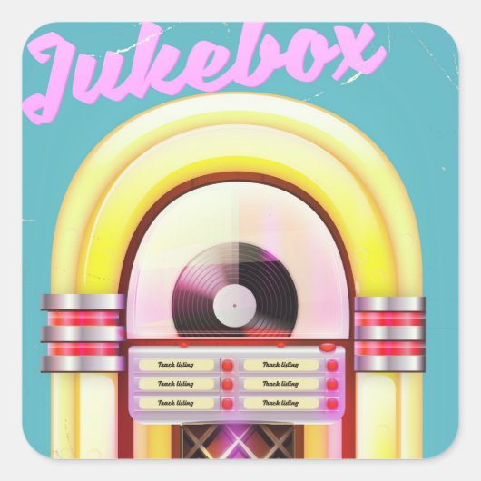  muziekjukebox vierkante sticker (Voorkant)