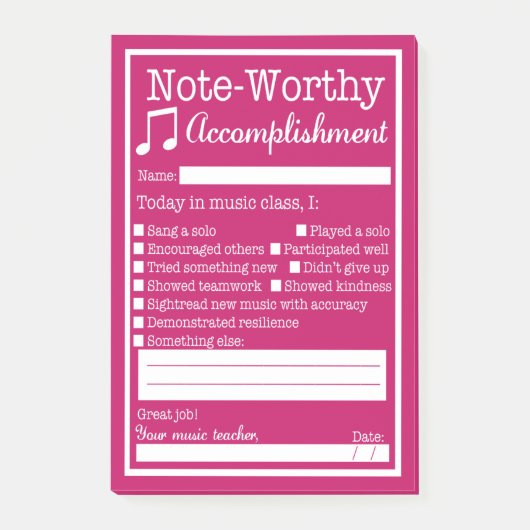 Muziekklasse-studentenherkenning Post-it® Notes (Voorkant)