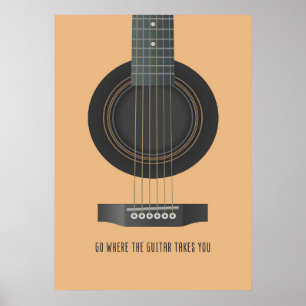 Muziekkunst gaat waar de gitaar je naartoe brengt poster