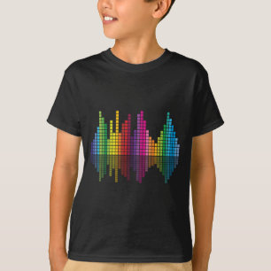 Muziekkwalificator kleurrijk geluidsvolume radiver t-shirt